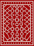 Ornate Red Cream Geometric Lattice Rug
