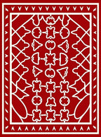 Ornate Red Cream Geometric Lattice Rug