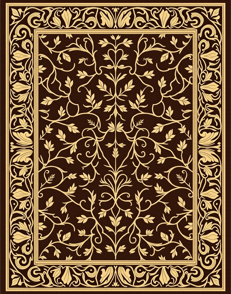 Ornate Vine Leaf Pattern Rug