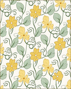 Golden Yellow Floral Vine Pattern Rug