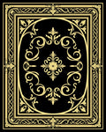 Elaborate Black Gold Floral Scroll Rug