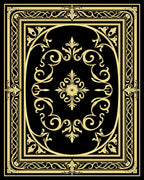 Elaborate Black Gold Floral Scroll Rug