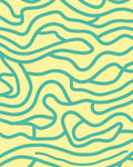 Aqua Lines On Yellow Background Rug