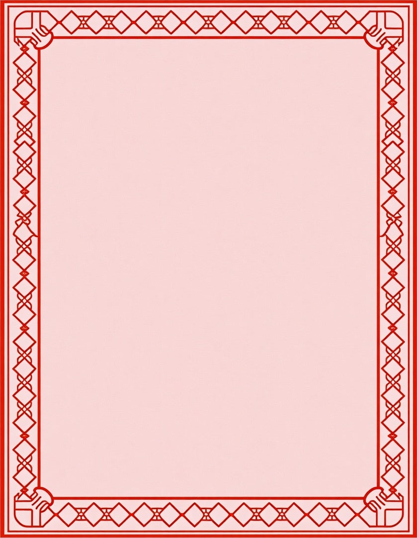 Red Geometric Diamond Border Pattern Rug