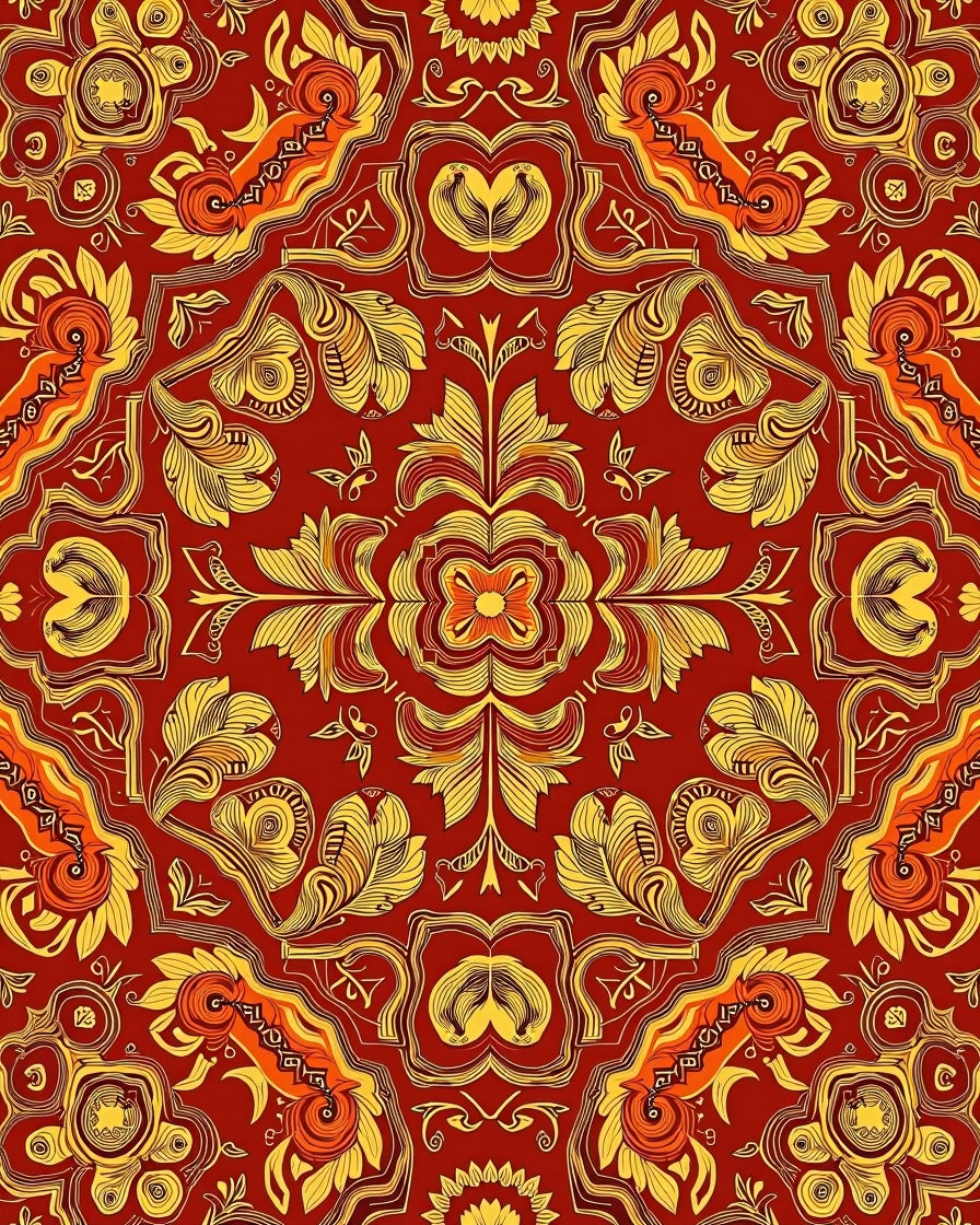 Intricate Floral Medallion Pattern Rug