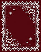 Elegant White Floral Border Pattern Rug