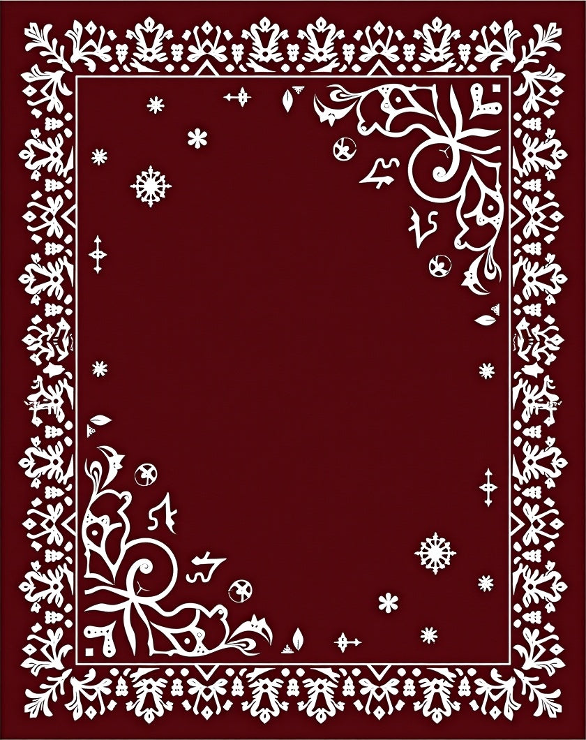 Elegant White Floral Border Pattern Rug