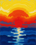 Vivid Sunrise Wavy Water Design Rug