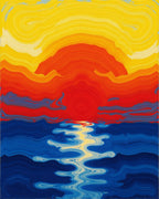 Vivid Sunrise Wavy Water Design Rug