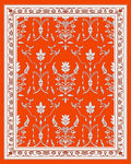 Classic Orange Floral Motif Pattern Rug