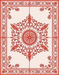 Crimson Geometric Mandala Floral Pattern Rug