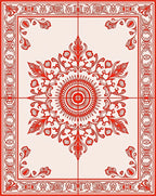 Crimson Geometric Mandala Floral Pattern Rug