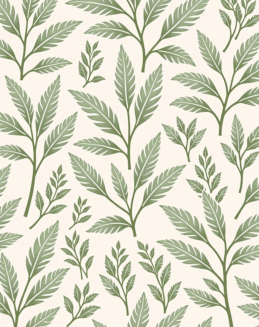 Green Leaf Patterned Elegant Design Rug