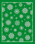 Festive Snowflake Pattern on Green Background Rug