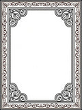 Ornate Swirl Border and Corner Design Rug