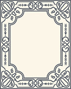 Ornamental Dark Gray Floral Frame Design Rug