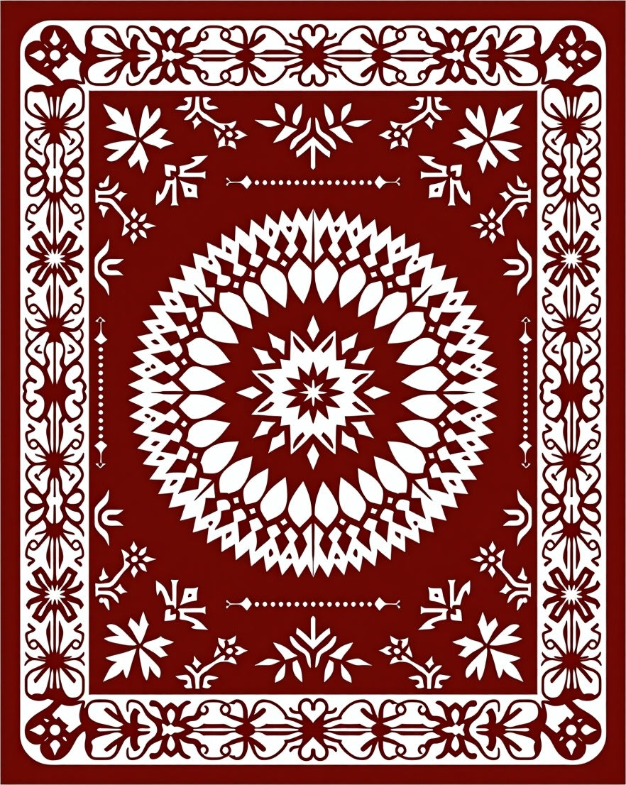 Intricate Floral Mandala Design Rug