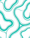 Teal Flowing Curve Pattern Rug