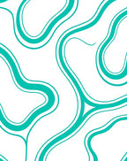 Teal Flowing Curve Pattern Rug