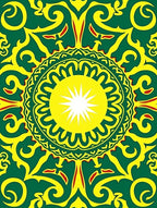 Emerald Yellow Sun Mandala Design Rug