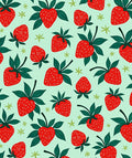 Red Strawberry Pattern With Green Leaves Rug