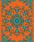 Turquoise Floral Mandala Pattern Rug