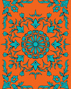 Turquoise Floral Mandala Pattern Rug