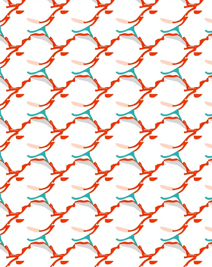 Dynamic Red Teal Wave Pattern Rug
