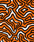 Bold Black Orange Wavy Lines Design Rug