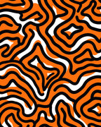 Bold Black Orange Wavy Lines Design Rug