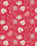 Tropical Floral Patterned Bright Red Rug