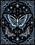 Whimsical Blue Butterfly Night Sky Rug