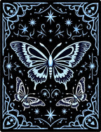 Whimsical Blue Butterfly Night Sky Rug