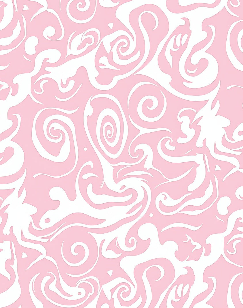 Pink White Swirling Pattern Rug