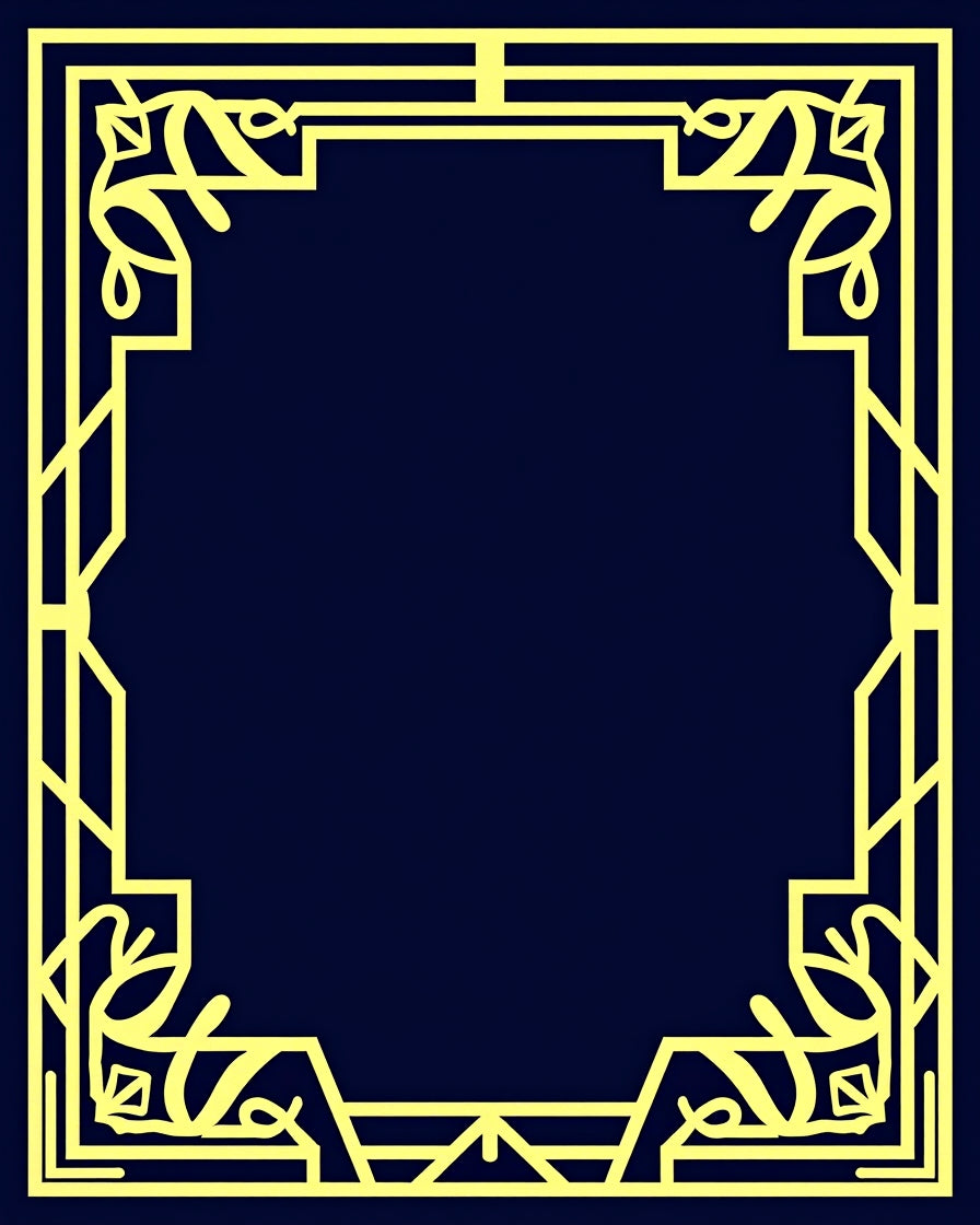 Art Deco Yellow Geometric Outline Rug