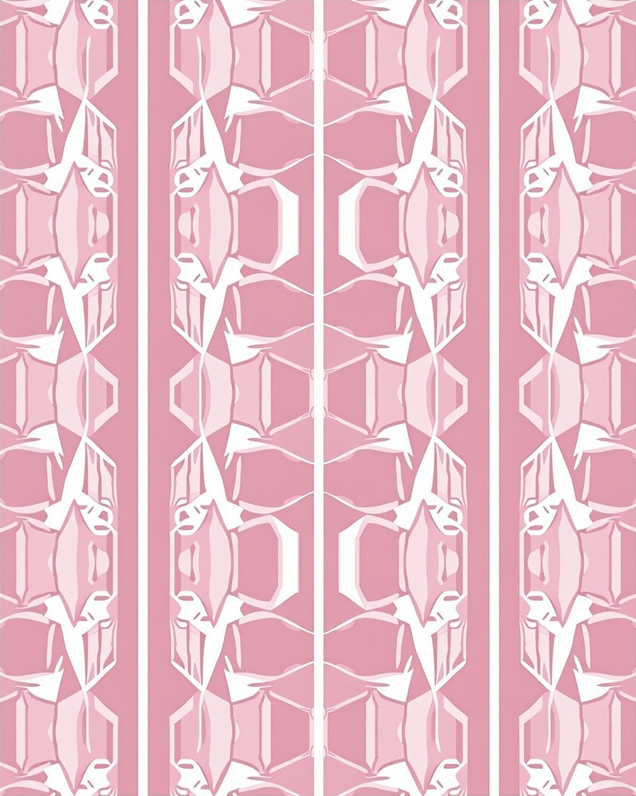 Pink Geometric Crystal Pattern Rug