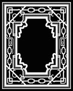 Art Deco Black White Geometric Frame Rug
