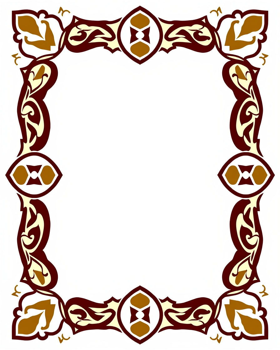Ornate Floral Patterned Border Rug