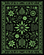 Lime Green Floral Vine Garden Rug