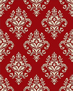 Royal Red Ivory Damask Pattern Rug