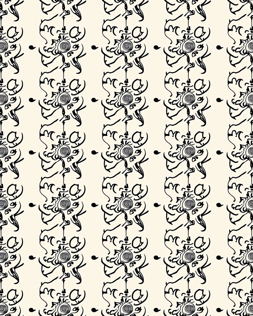 Abstract Black Cream Organic Stripes Rug