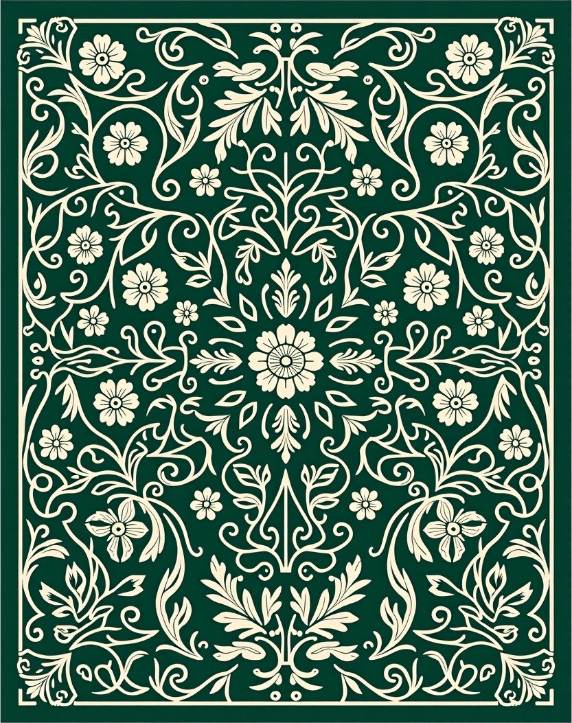 Elegant Floral Swirl Nature Pattern Rug