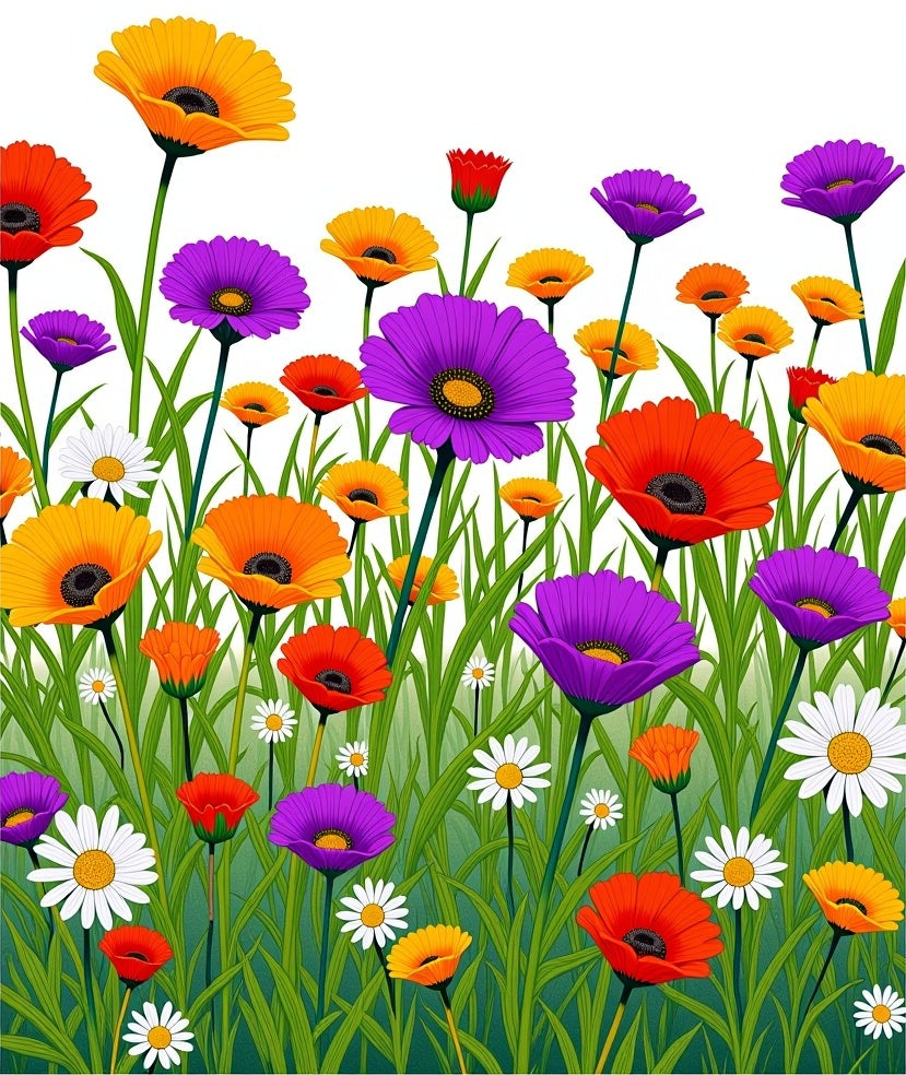 Vibrant Meadow Floral Garden Pattern Rug