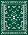 Green Snowy Snowflake Mandala Design Rug
