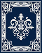 Elegant Ivory Floral Scrollwork Design Rug