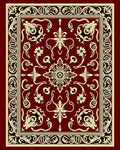 Rich Red Floral Scroll Pattern Rug