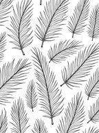 Feather Pattern Black White Outline Art Rug