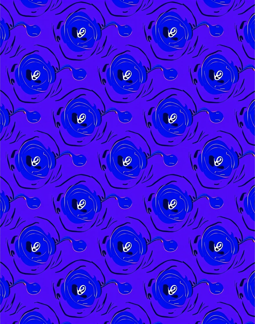 Abstract Blue Swirl Pattern Rug
