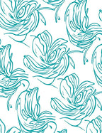 Turquoise Floral Continuous Line Pattern Rug