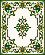 Emerald Gold Ornate Floral Border Rug